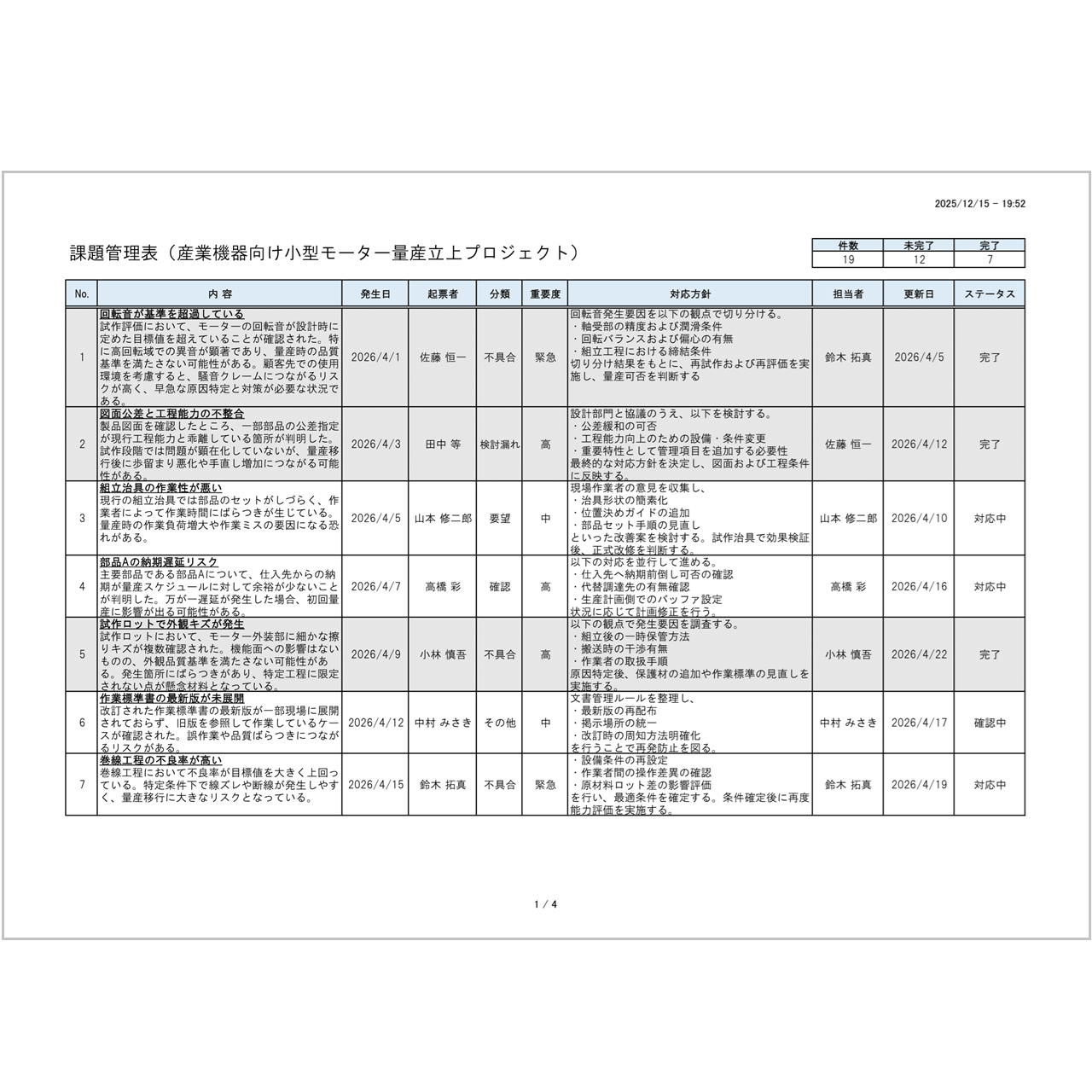 【無料Excel・2026年版】課題管理表テンプレート｜横型で書きやすい・集計付き